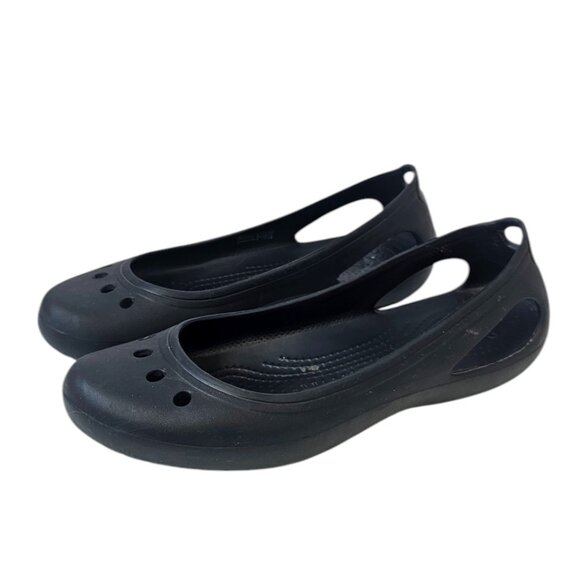 CROCS Womens Kadee Ballet Flats, Slip On, Rubber, Black, Comfort, Size 9 - Picture 1 of 7